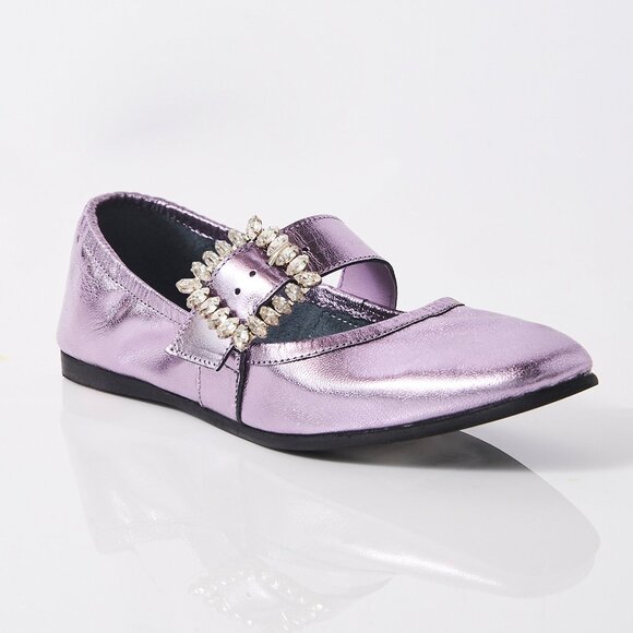 🎉LAST CHANCE🎉 FREE PEOPLE Ursa Gemini Ballet Flats / Stormy Metallic Lavender - Picture 5 of 13